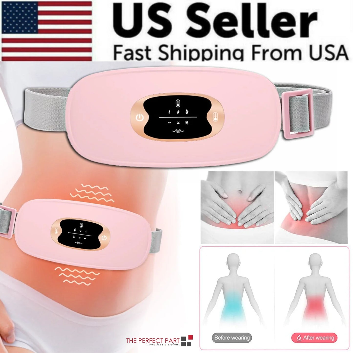 Electric Heating Menstrual Vibrating Pad Belt for Relief from Menstrual Cramps